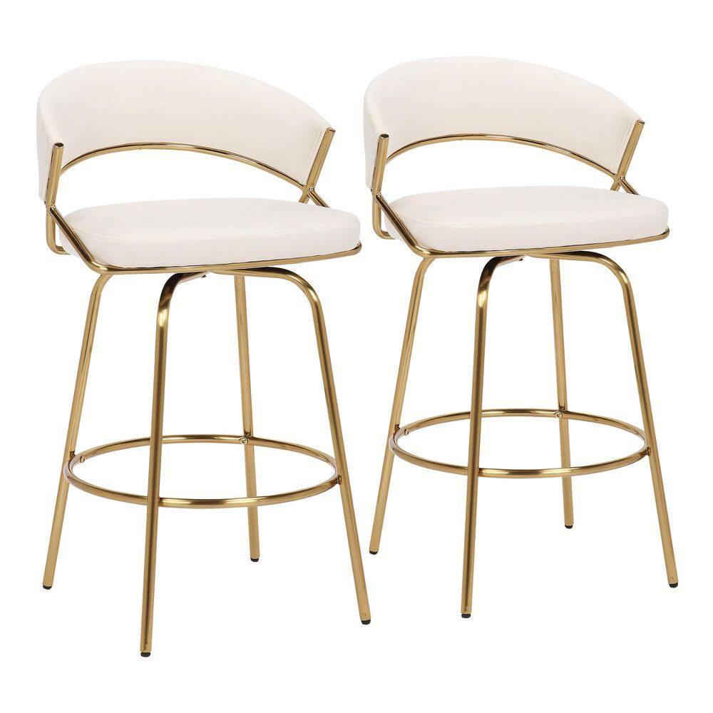 George Oliver Lakyia Swivel Upholstered Counter Stool with Metal Frame (Set of 2)