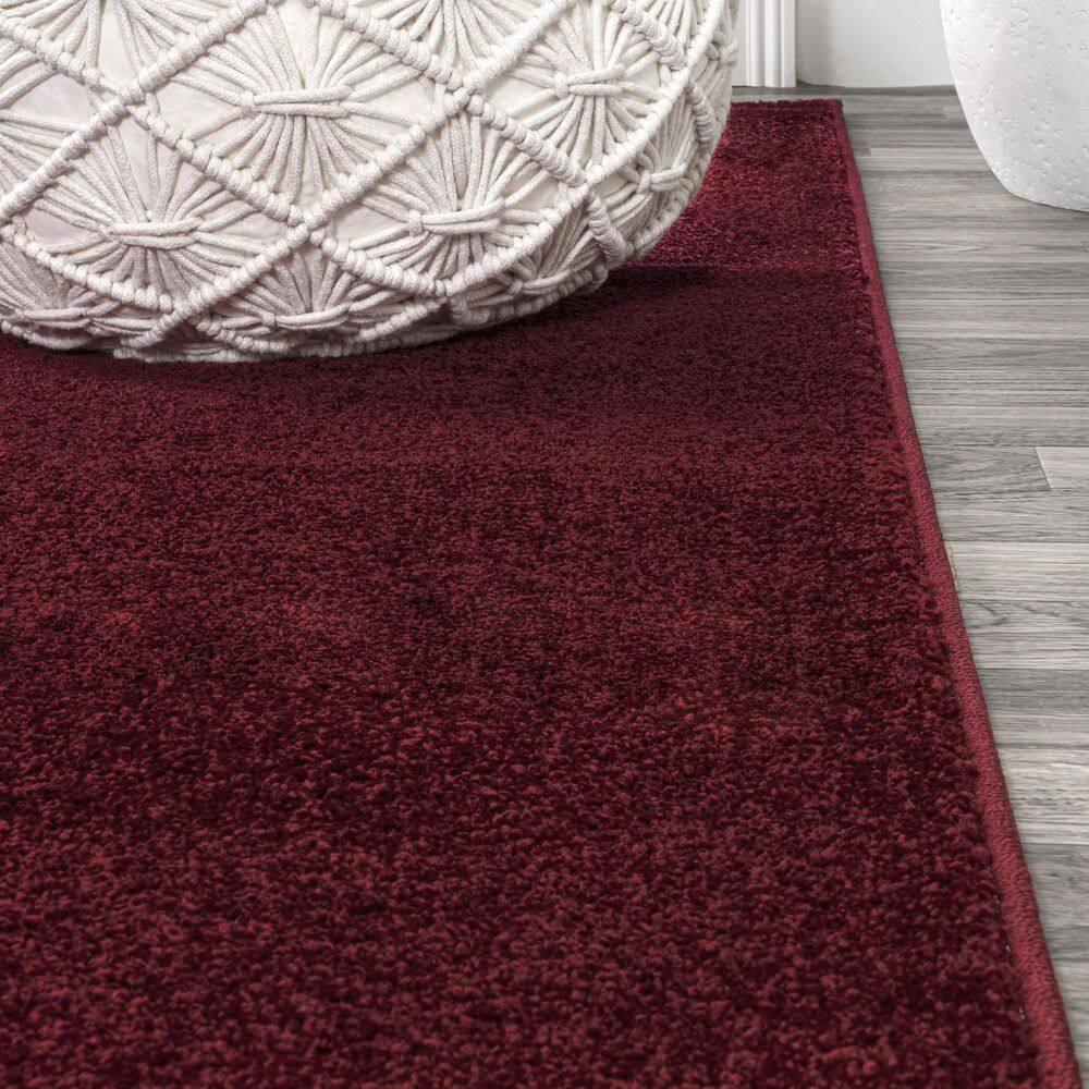 5'x8' Haze Solid Low-Pile, Dark Red - JONATHAN Y