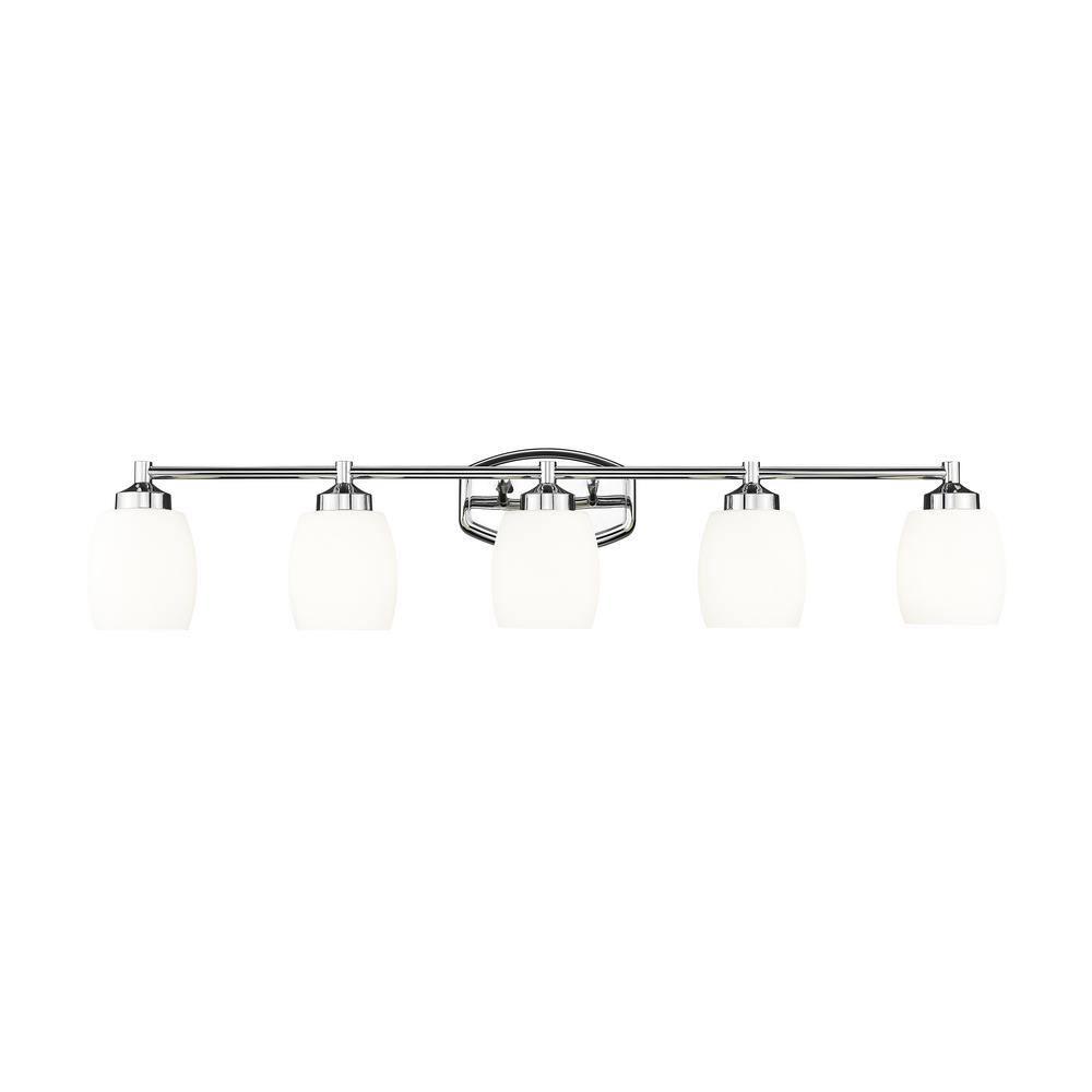 Kendrick 39.25" Chrome Vanity Light with Matte Opal Glass Shades