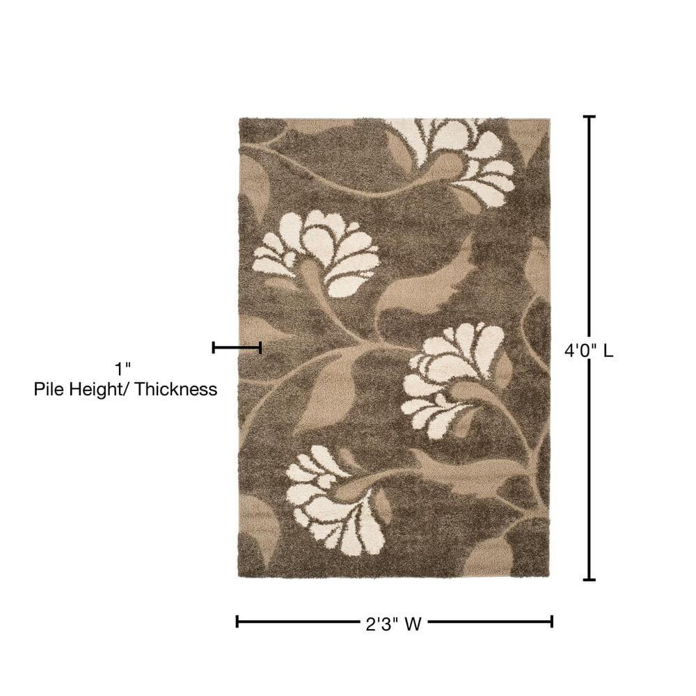 Florida Shag SG459 Power Loomed Indoor Accent Rug - Smoke/Beige - 2'3"x4' - Safavieh