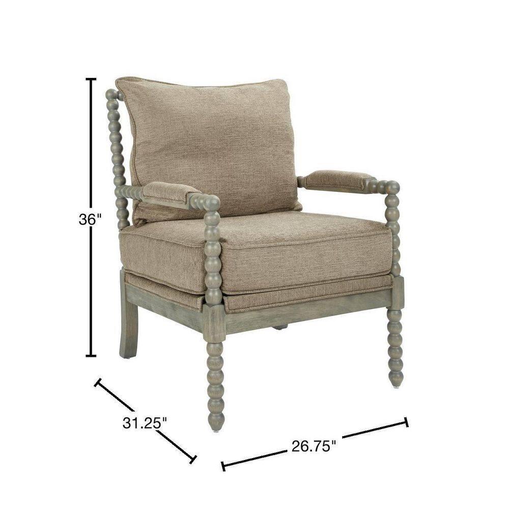 OSP Home Furnishings Abbott Chair in Dolphin Fabric with Brushed Grey Base K/D