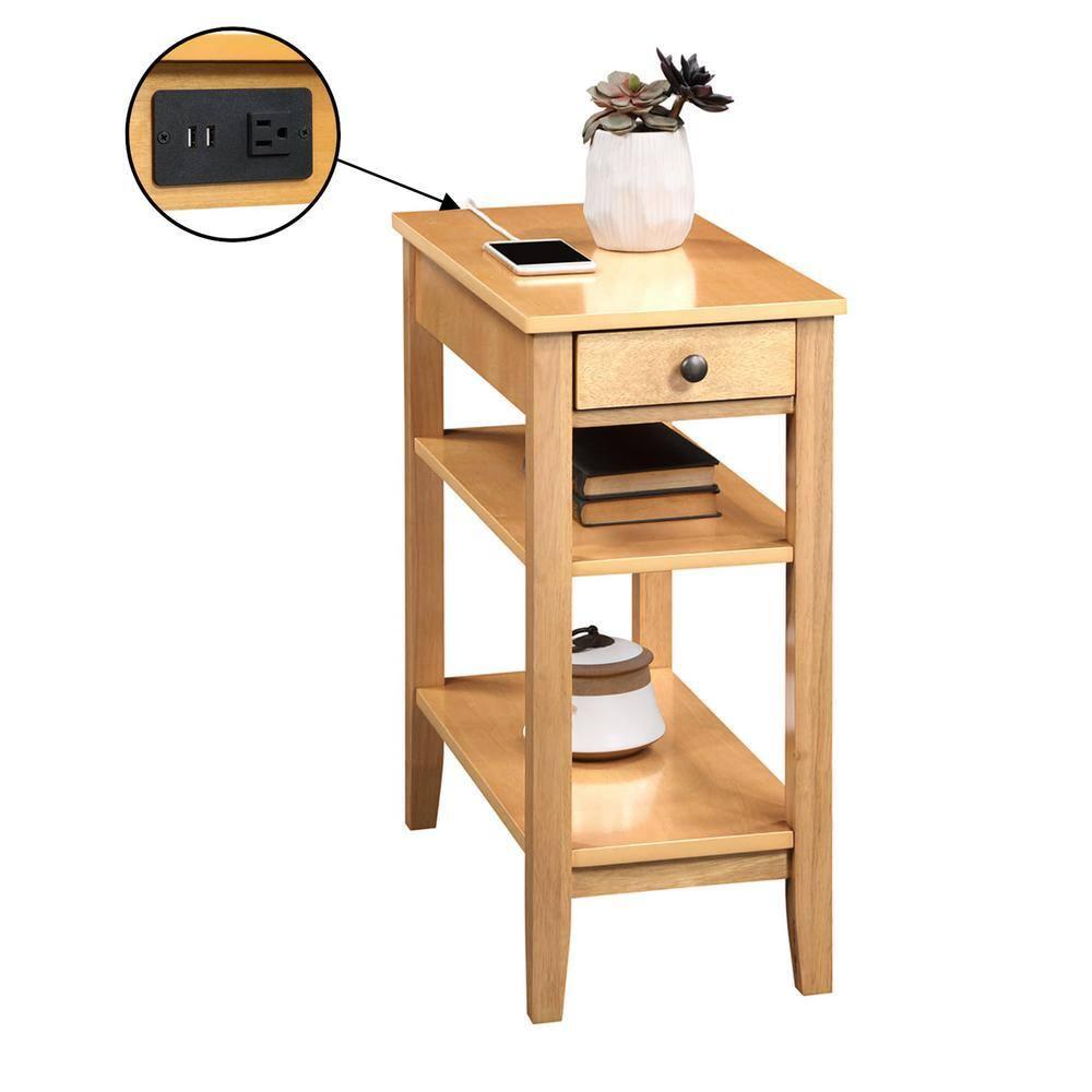 Convenience Concepts American Heritage End Table/Charging Station, Natural
