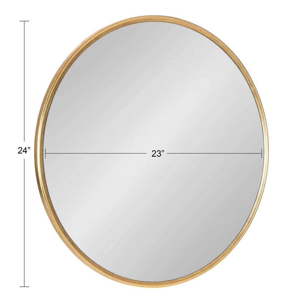 24" x 24" Caskill Round Framed Decorative Wall Mirror Gold - Kate & Laurel All Things Decor