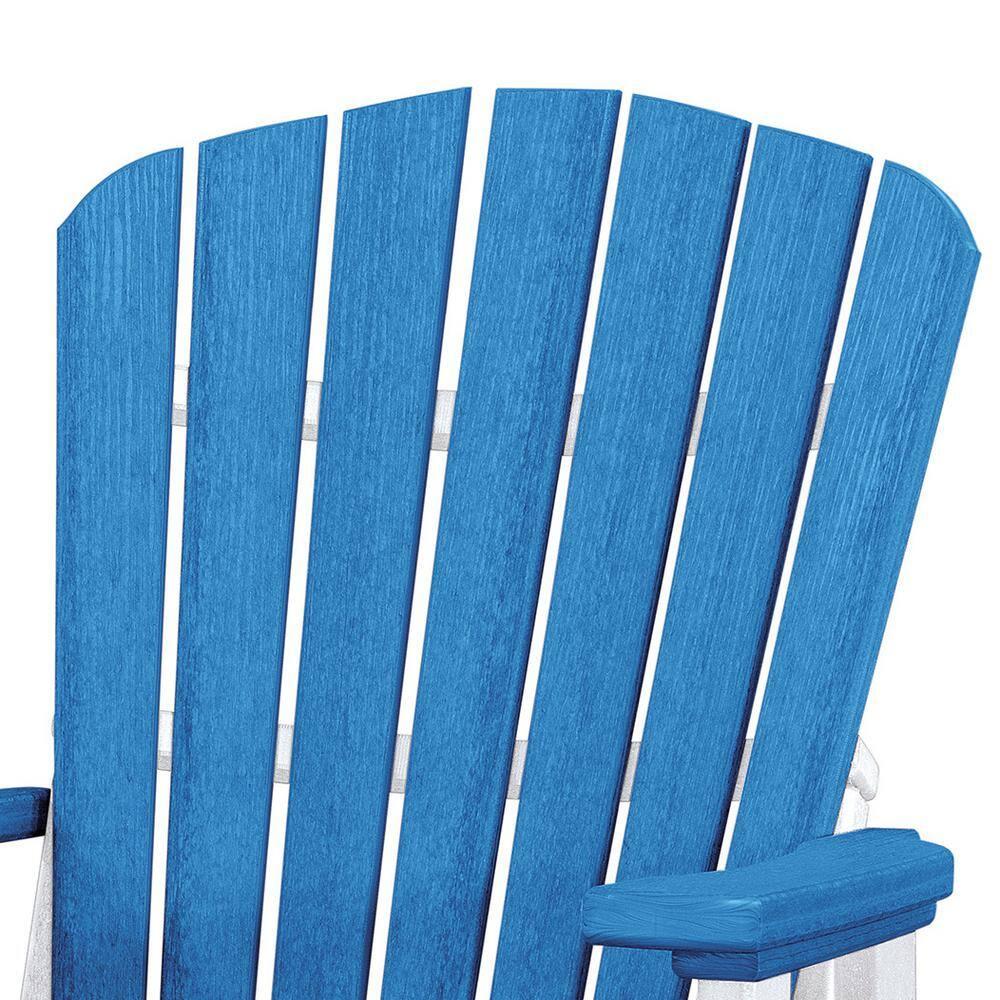 OS Home and Office Furniture Resin Fan Back Swivel Glider in Blue/White