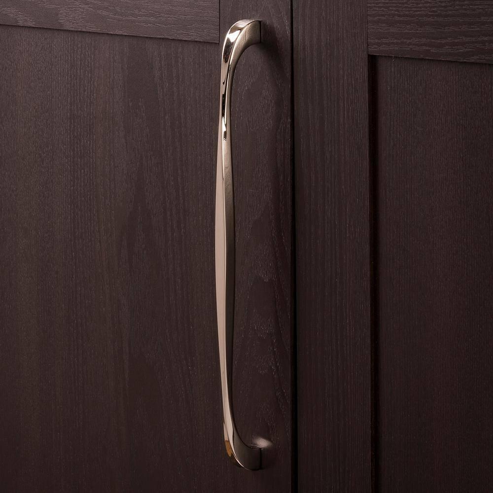 Hickory Hardware 1 Pack Solid Core Kitchen Cabinet Pulls, Luxury Cabinet Handles, Hardware for Doors & Dresser Drawers, 12 Inch Hole Center, Polished Nickel, Twist Collection