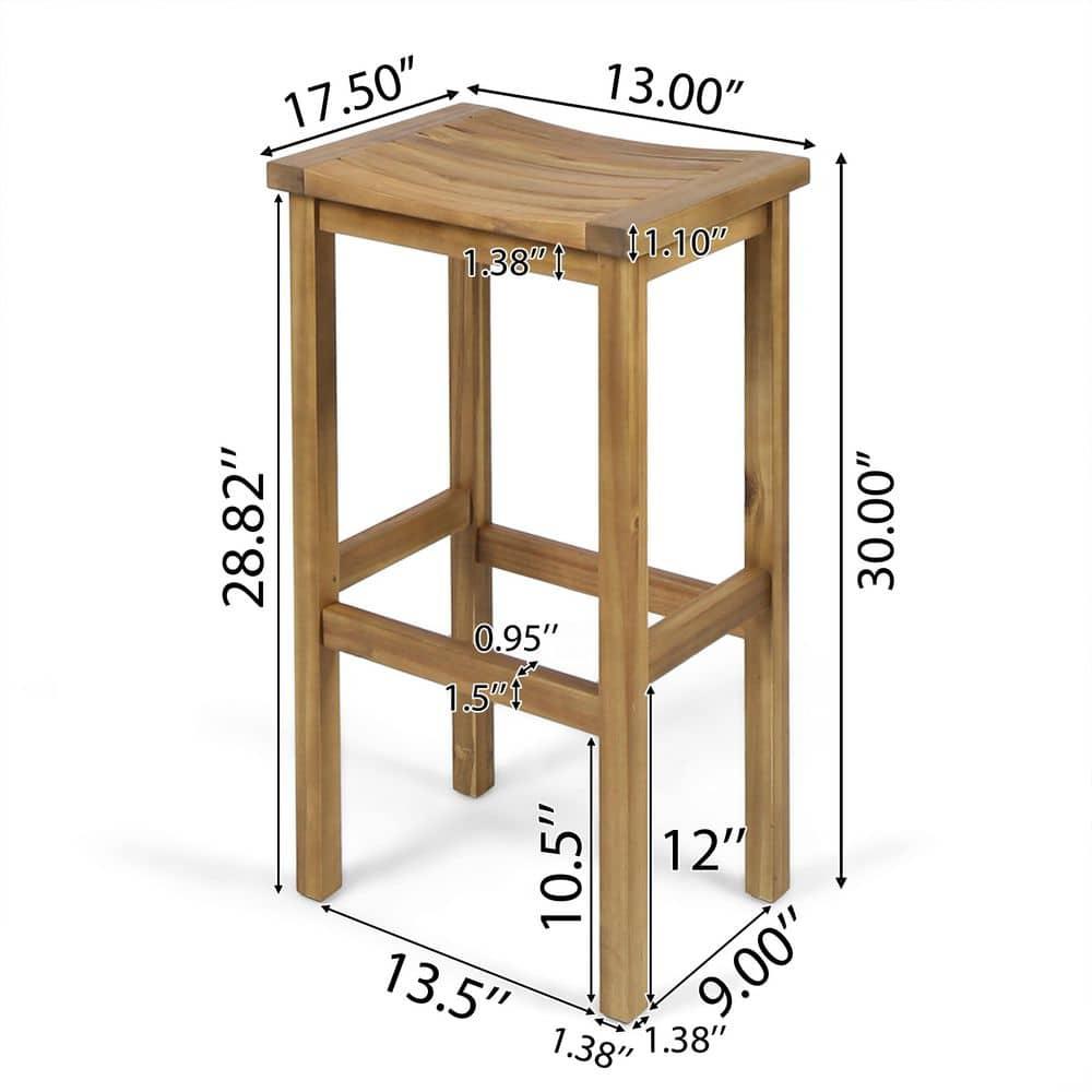 Noble House Caribbean Outdoor 30" Natural Acacia Wood Barstools (Set of 2)