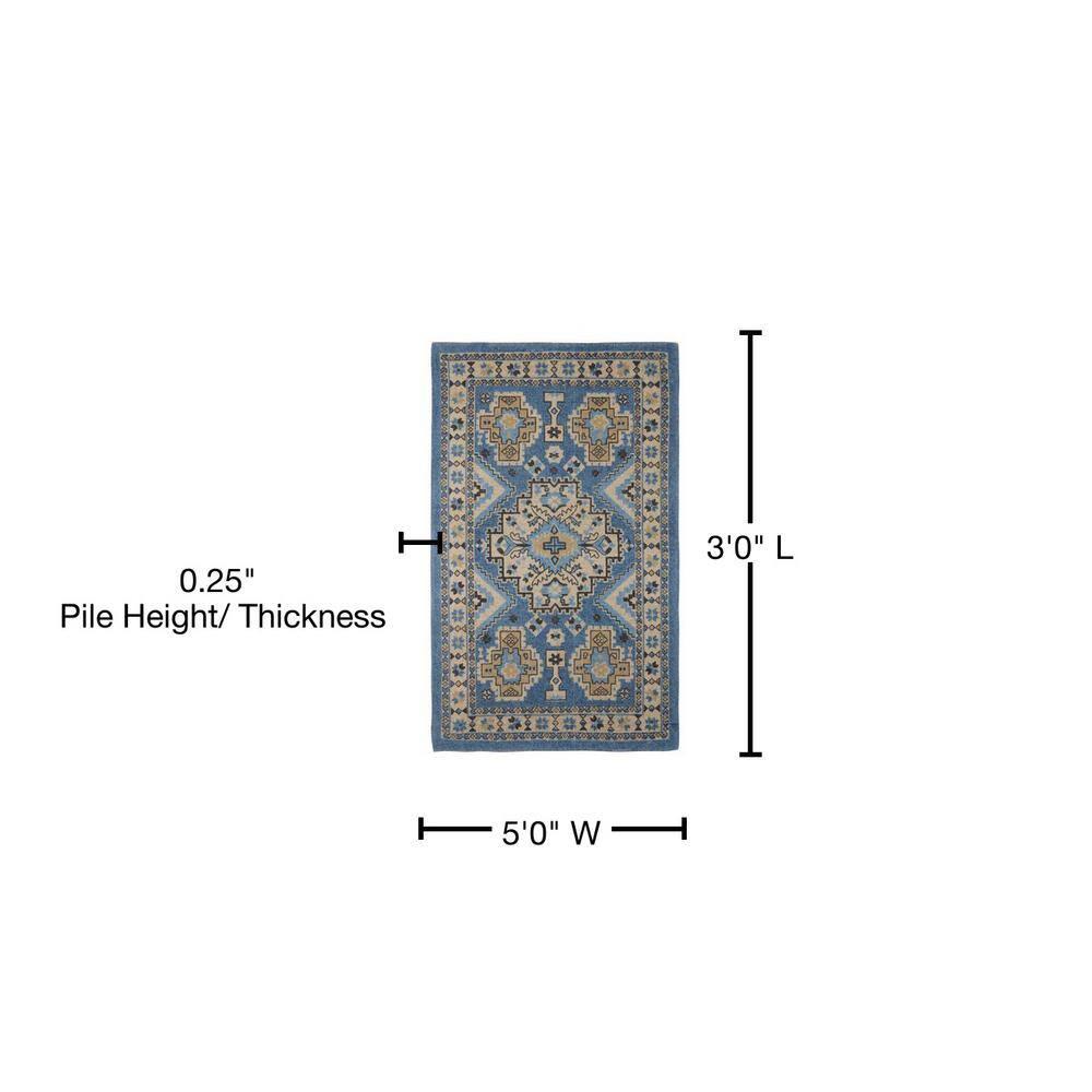 French Connection French Connection Oriental Flatweave Cotton Blue Area Rug
