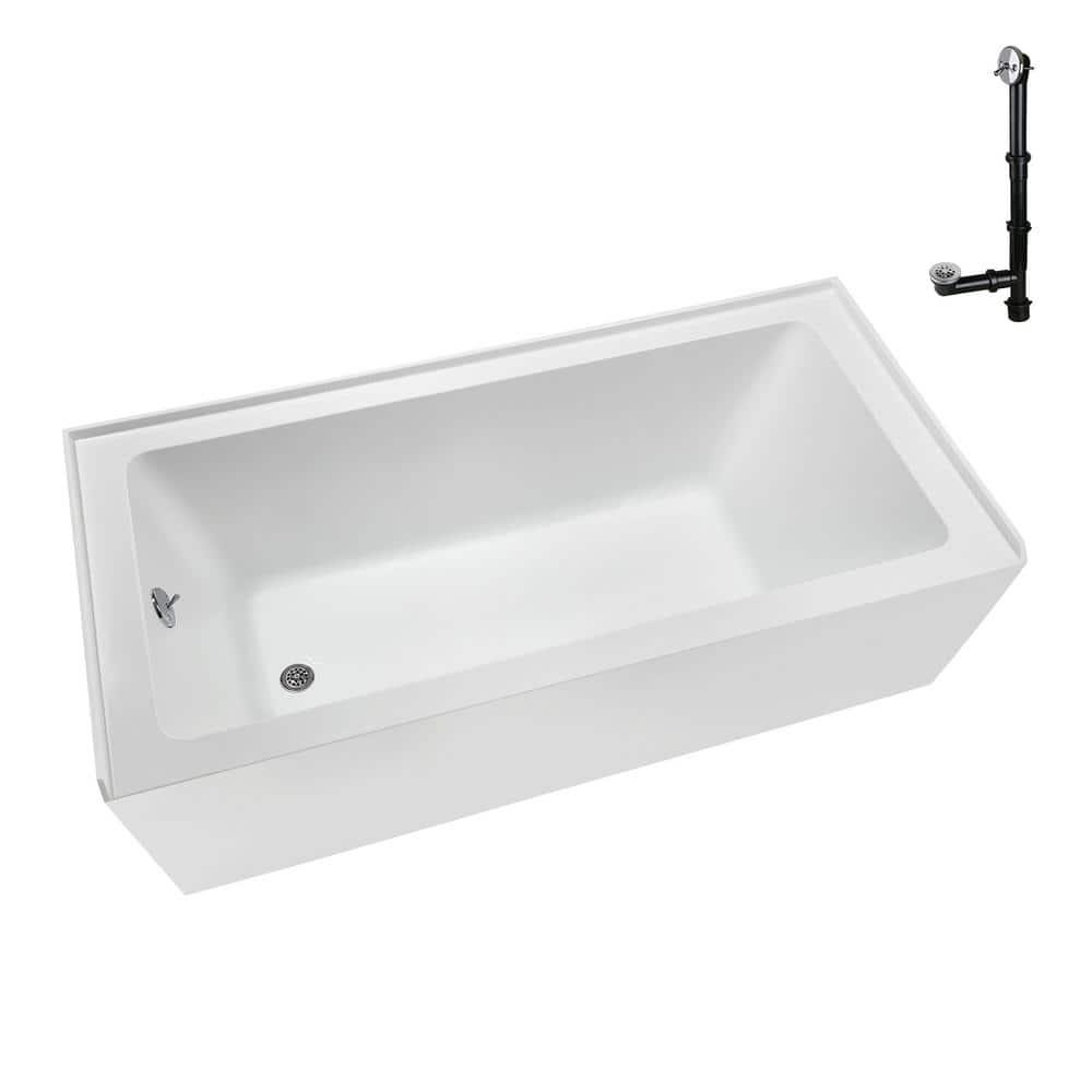 Streamline Bath Streamline 60 in. x 30 in. Acrylic Left-Hand Drain Alcove Bathtub in Glossy White With External Drain NAL-5320-CH