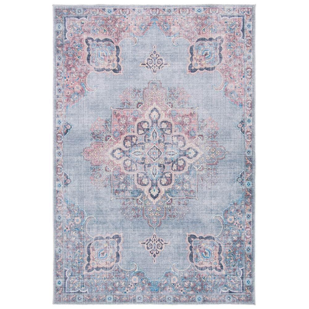 Serapi SEP580 Power Loomed Machine Washable Skid-Resistant Indoor Area Rug - Ivory/Blue - 5'3"x7'6" - Safavieh