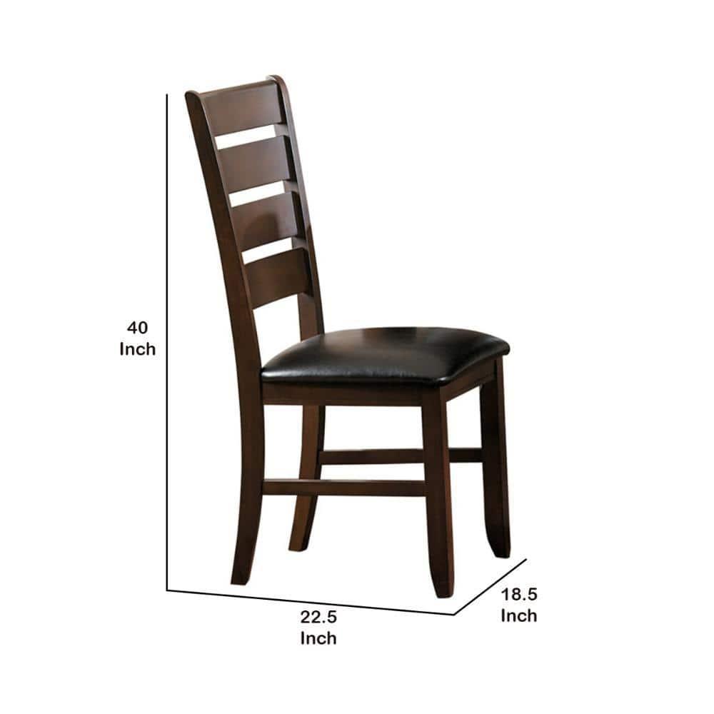 Red Barrel Studio® Faux Leather Upholstered Wooden Side Chair with Ladder Back Design, Brown (Set of 2)