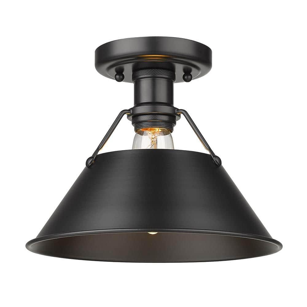 Golden Lighting Orwell 1-Light Flush Mount in Matte Black