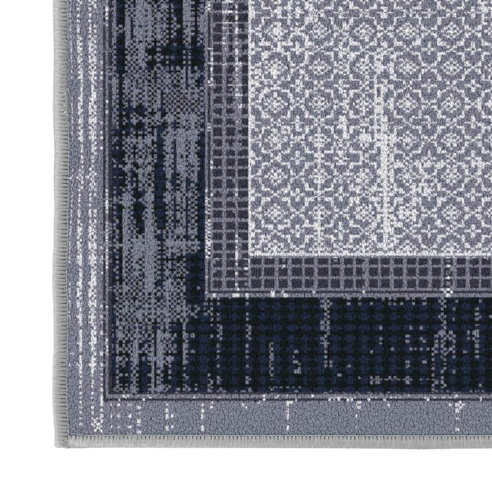 Non-Slip Bordered Area Rug For Living Room, Hallway Runner, Entryway Rug