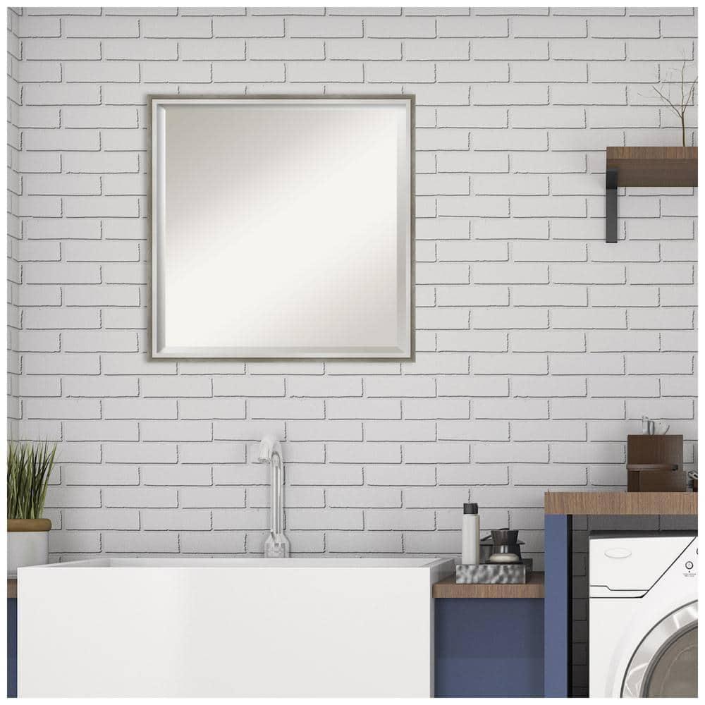 Elegant Rectangular Bronze & Silver Wood Bathroom Vanity Mirror 21x21