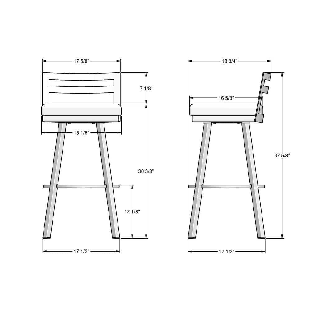 Amisco Derek 30 In. Swivel Bar Stool - Grey Polyester / Black Metal
