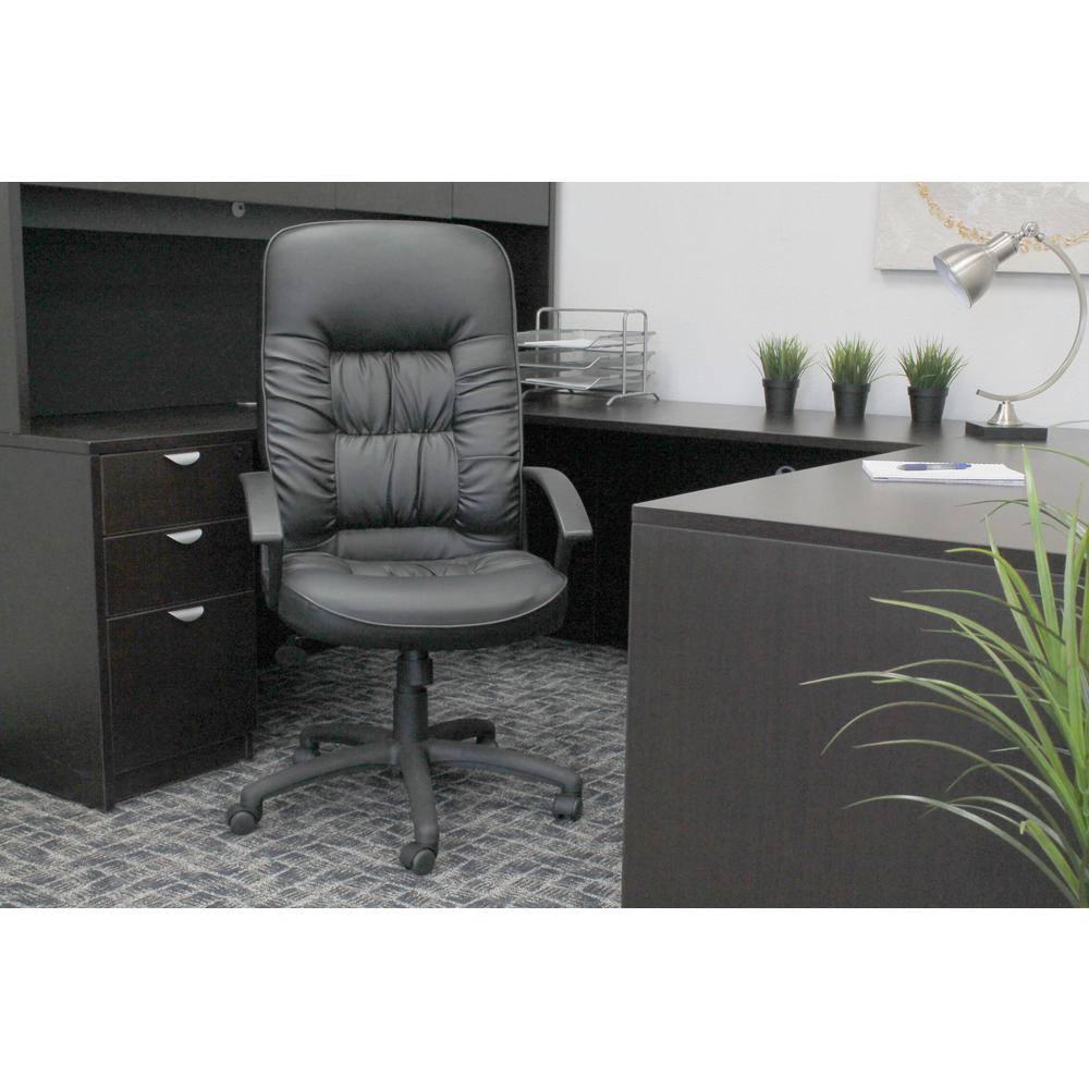 High Back LeatherPlus Chair Black - Boss Office Products: Ergonomic, Adjustable, Swivel, Casters/Wheels