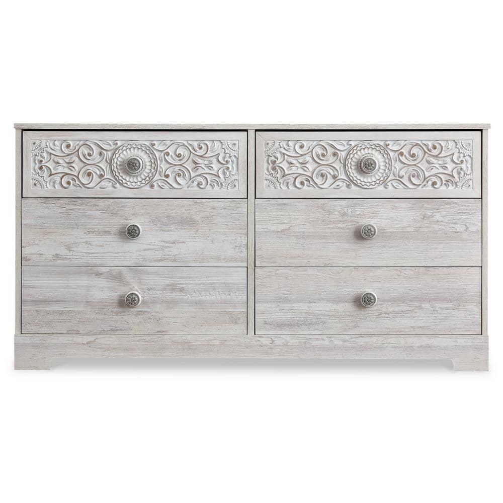 Signature Design by Ashley Casual Paxberry 6 Drawer Dresser, Whitewash