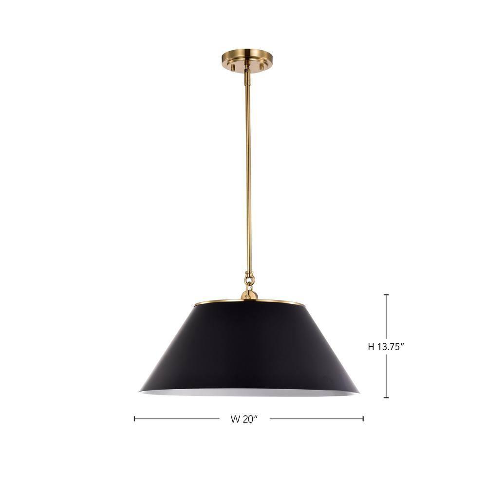 60/7414-Nuvo Lighting-Dover - 3 Light Large Pendant In Mid-Century Modern Style-13.75 Inches Tall and 20 Inches Wide-Black/Vintage Brass Finish