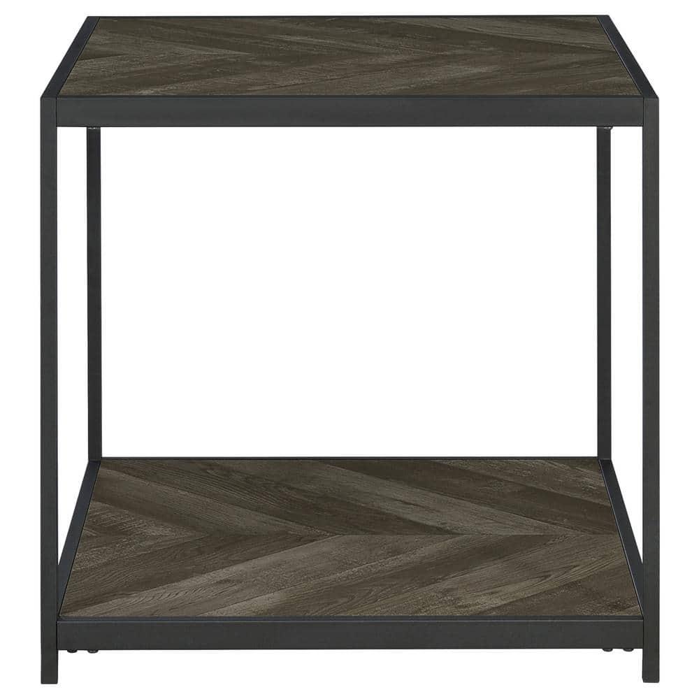 Beckley Wood End Table Gray Herringbone/Black - Coaster