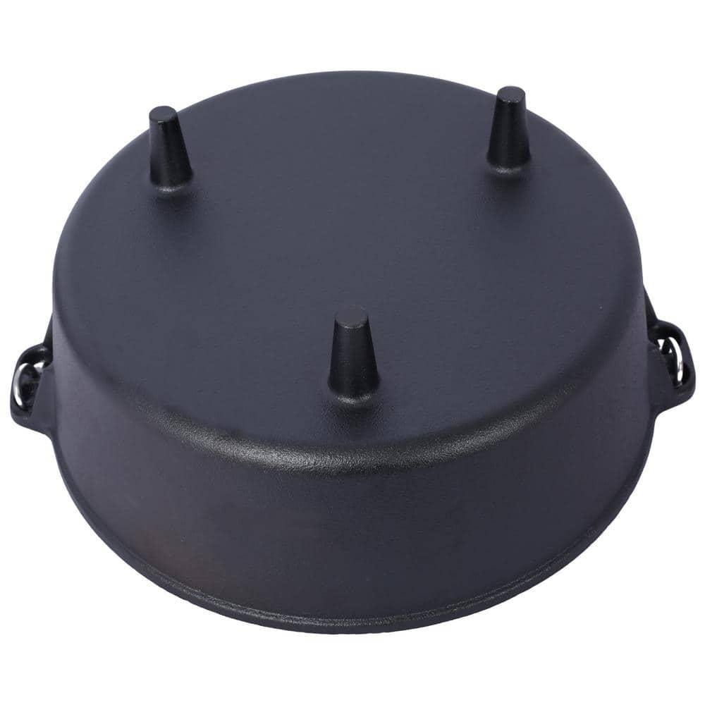 6 qt. Round Pre-Seasoned Cast Iron Dutch Oven in Black with Skillet Lid and Leg Base for Camping Fireplace Cooking BBQ