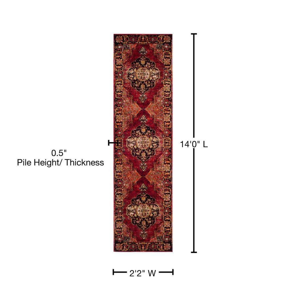 Vintage Hamadan VTH219 Power Loomed Indoor Runner Rug - Red/Multi - 2'3"x14' - Safavieh