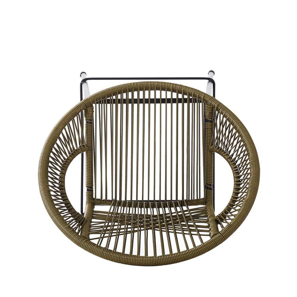 Christopher Knight Home Gwyneth Outdoor Modern Iron and Rattan Bar Stools (Set of 2), Green