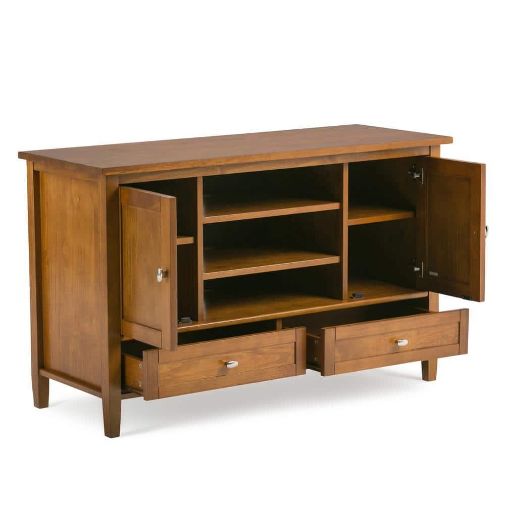 Simpli Home Warm Shaker 47"W Solid Wood TV Stand for TVs up to 55" with 2 Storage Cabinets and 2 Drawers