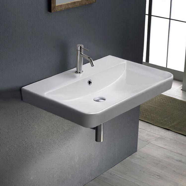 CeraStyle by Nameeks CeraStyle 079600-U-One Hole CeraStyle By Nameeks Noura 18.8'' Ceramic Rectangular Bathroom Sink with Overflow