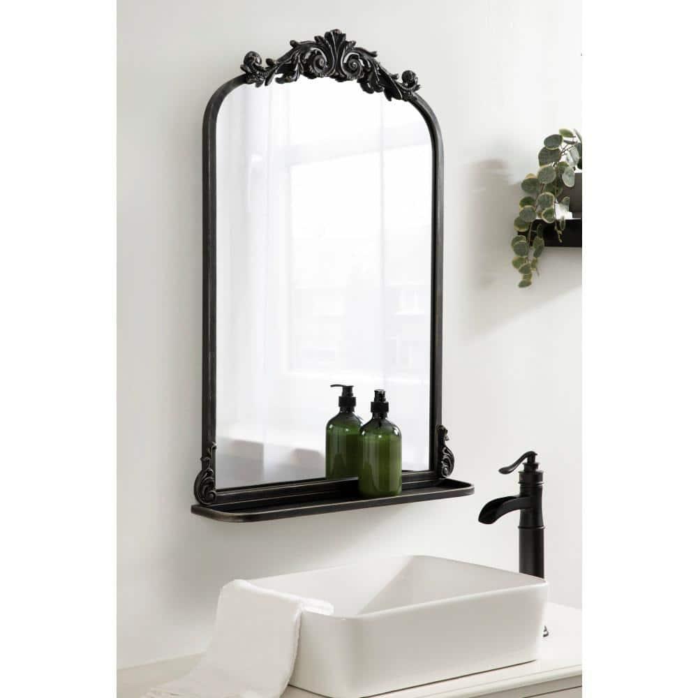 Kate and Laurel Arendahl Functional Mirror with Shelf - Black, 21x32