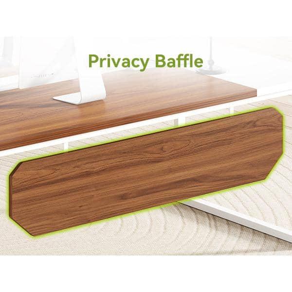 Tribesigns 70.8" Executive Desk with 55" File Cabinet, Industrial L Shaped Computer Desk, Large Executive Desk for Home Office, Walnut & White