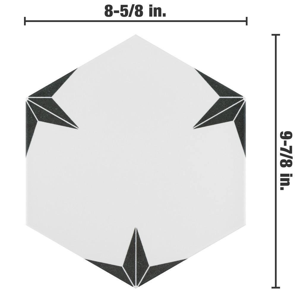 Stella Hex 9" x 10" Porcelain Patterned Wall & Floor Tile