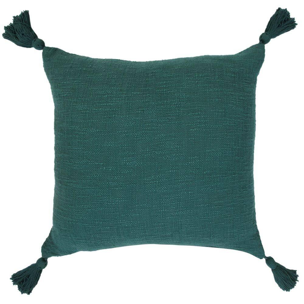 Ox Bay Hampton 20" x 20" Green Solid Cotton Reversible Adult Decorative Throw Pillow