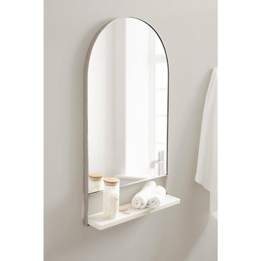 20"x34" Chadwin Arch Wall Mirror with Shelf Silver - Kate & Laurel All Things Decor: Modern Luxury, Handcrafted, Iron Frame
