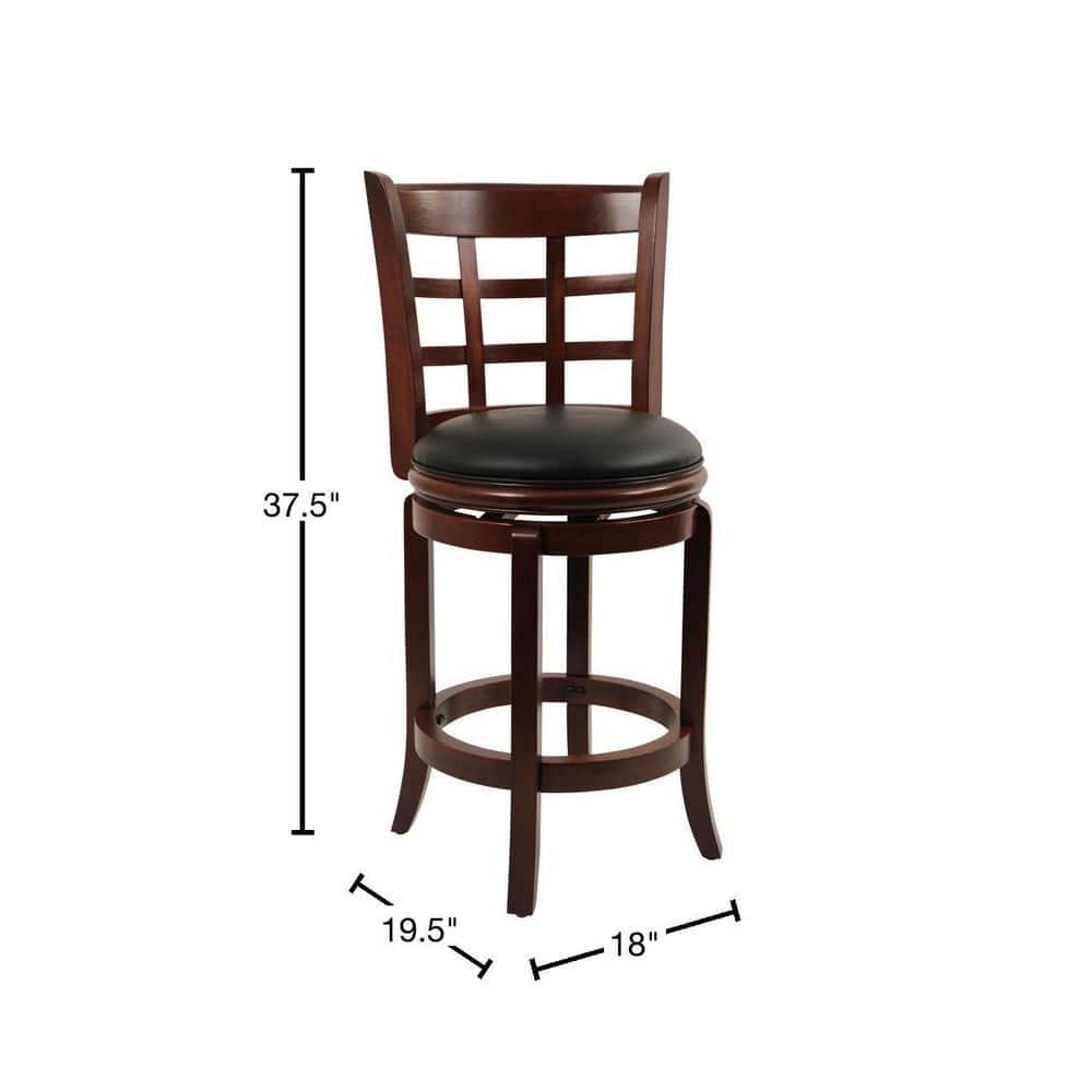 24" Kyoto Wood Composite Counter Height Barstool Cherry - Boraam: Swivel, Upholstered, Lacquered Finish