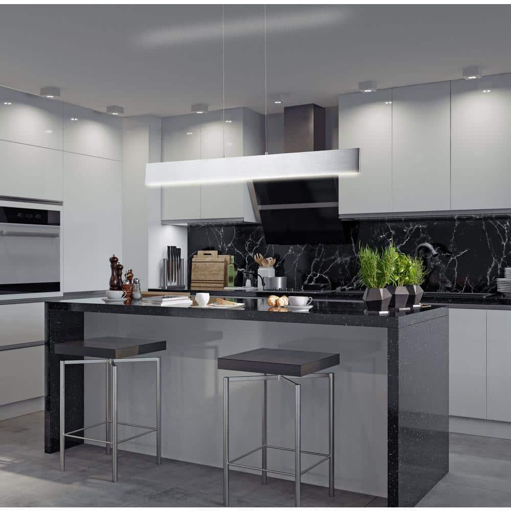 Draper 40" Dimmable Adjustable Integrated LED Metal Linear Pendant, Brushed Aluminum