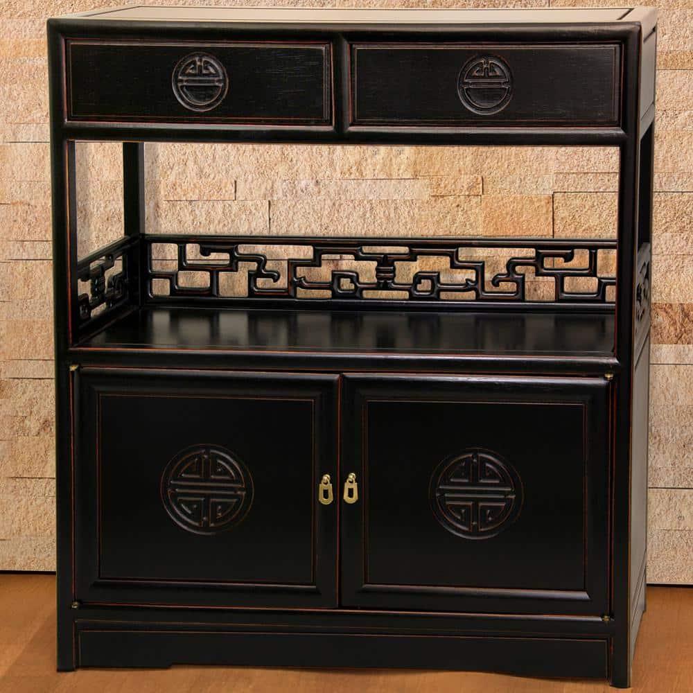 Oriental Furniture Rosewood Altar Cabinet, Two-Tone, 27.50"H