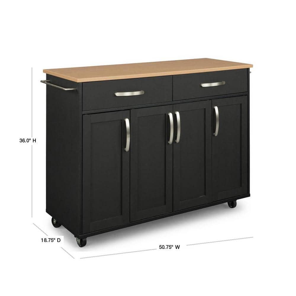 Homestyles Storage Plus Wood Kitchen Cart in Black