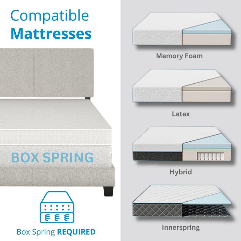 Boyd Sleep Boyd Sleep Milan Linen Fabric Upholstered Platform Bed Frame w/Adjustable Height Headboard, Strong Wood Slat Support, Box Spring/Foundation Required, Easy Effortless Assembly