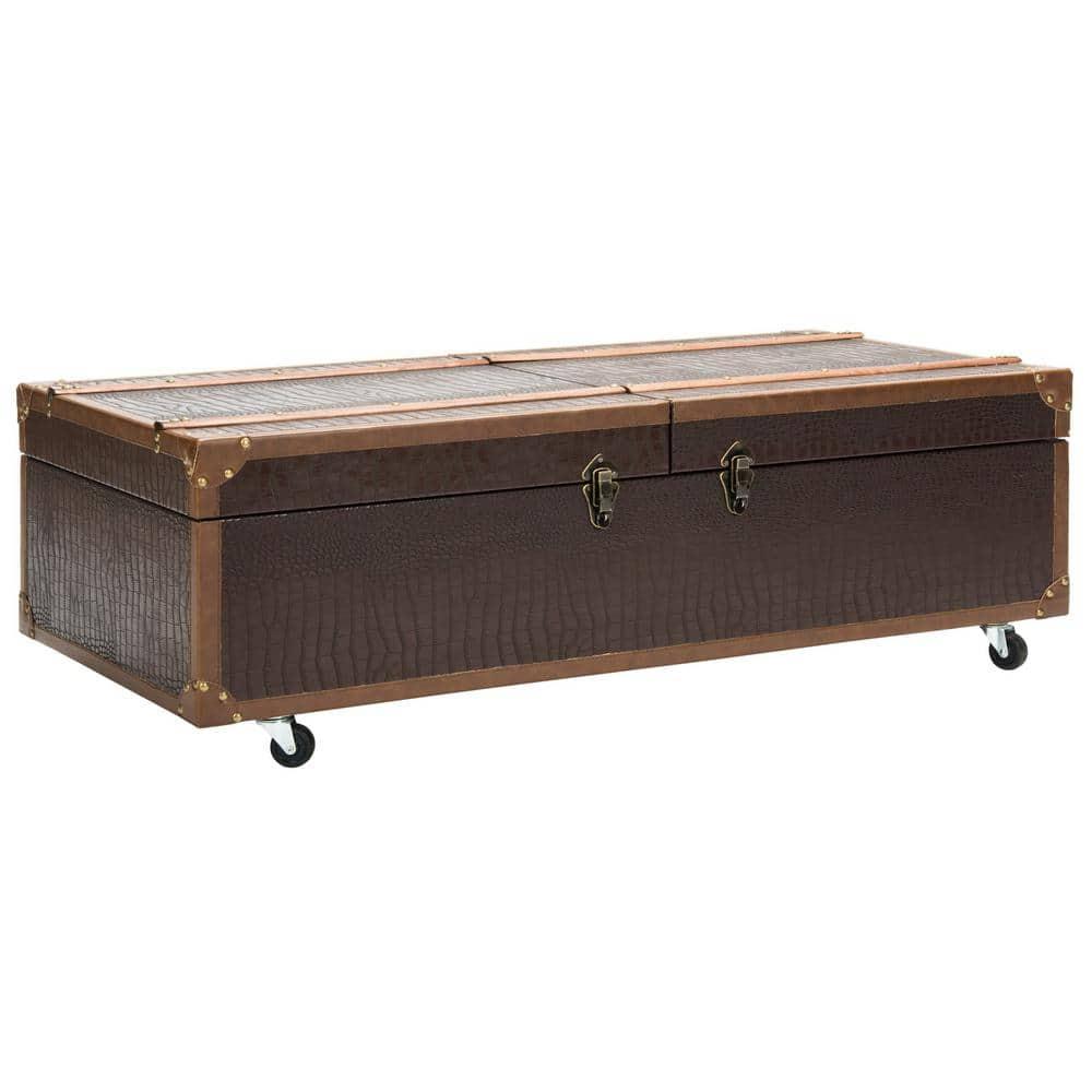 SAFAVIEH Zoe Modern Animal Print Storage Coffee Table with Wine Rack, Brown