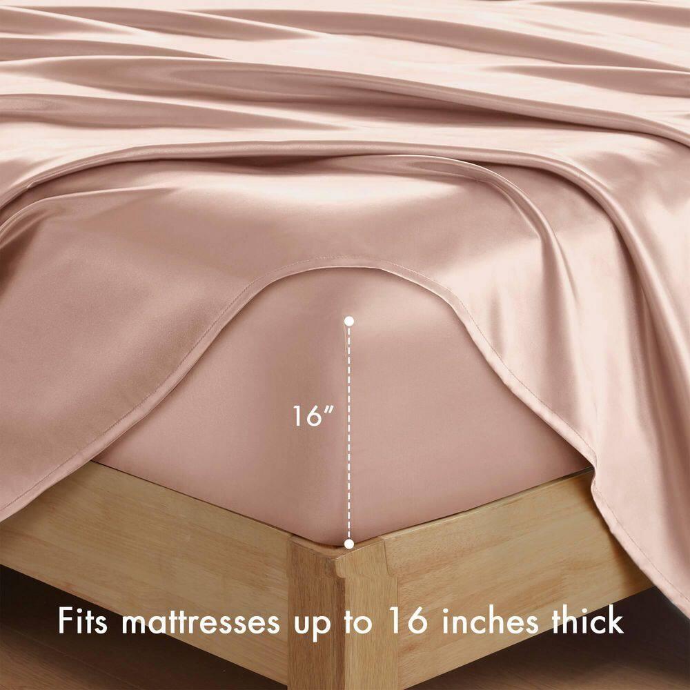 California King Satin Luxury 6pc Sheet Set Blush