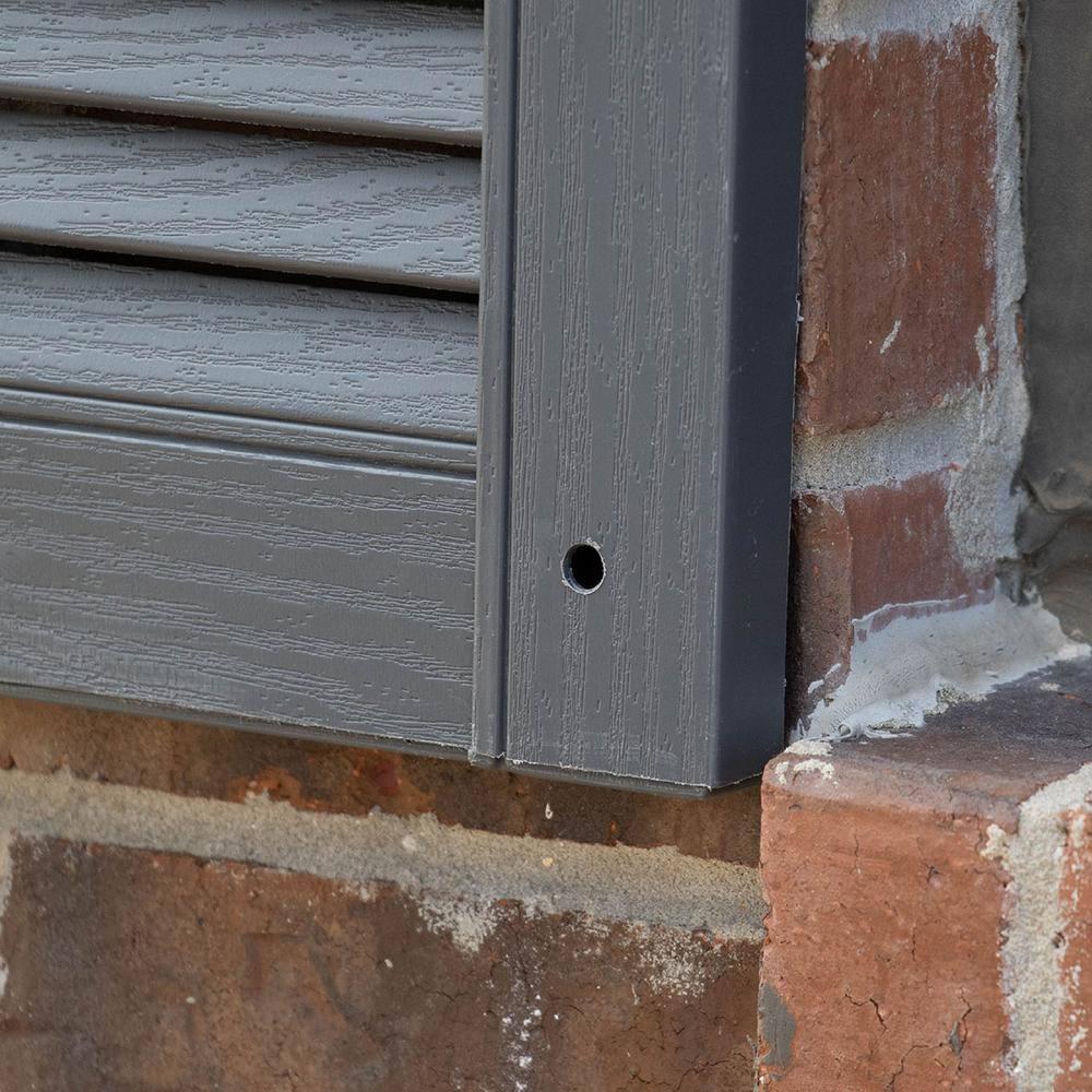 60" Gray Vinyl Louvered Exterior Shutters Pair