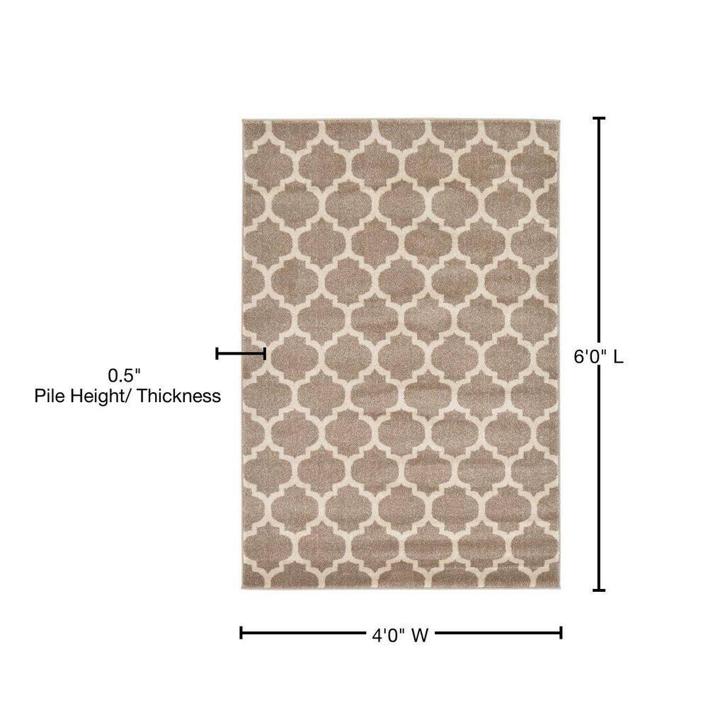 Unique Loom 4' 1 x 6' 1 Trellis Philadelphia Light Brown Area Rug