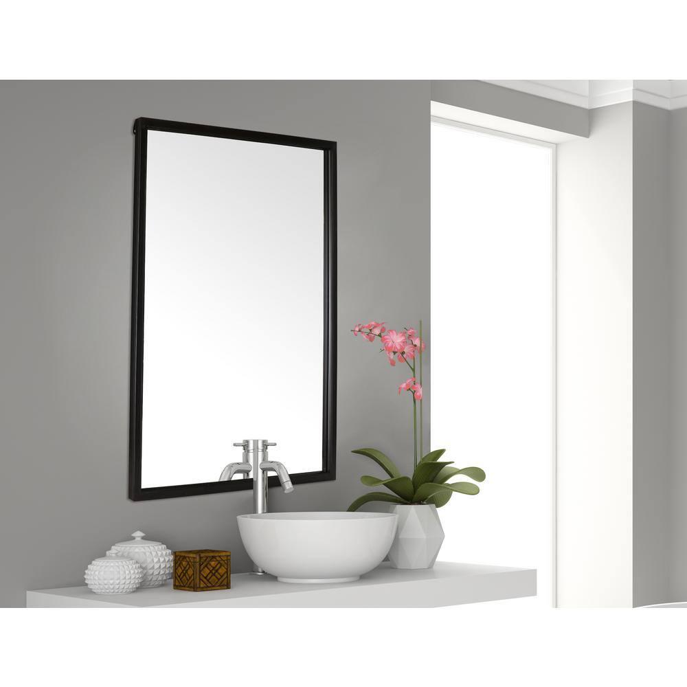 Mirrorize Large Wall Mounted Mirror, Full Body Rectangle Metal Frame Black Mirror, Bathroom Vanity Mirror for Wall, 35"X24"