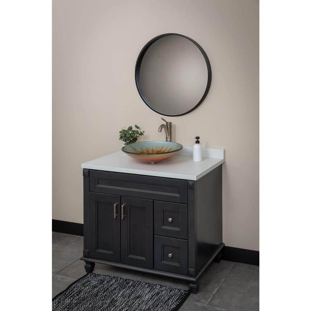 Eden Bath 18'' Orange Tempered Glass Circular Bathroom Sink