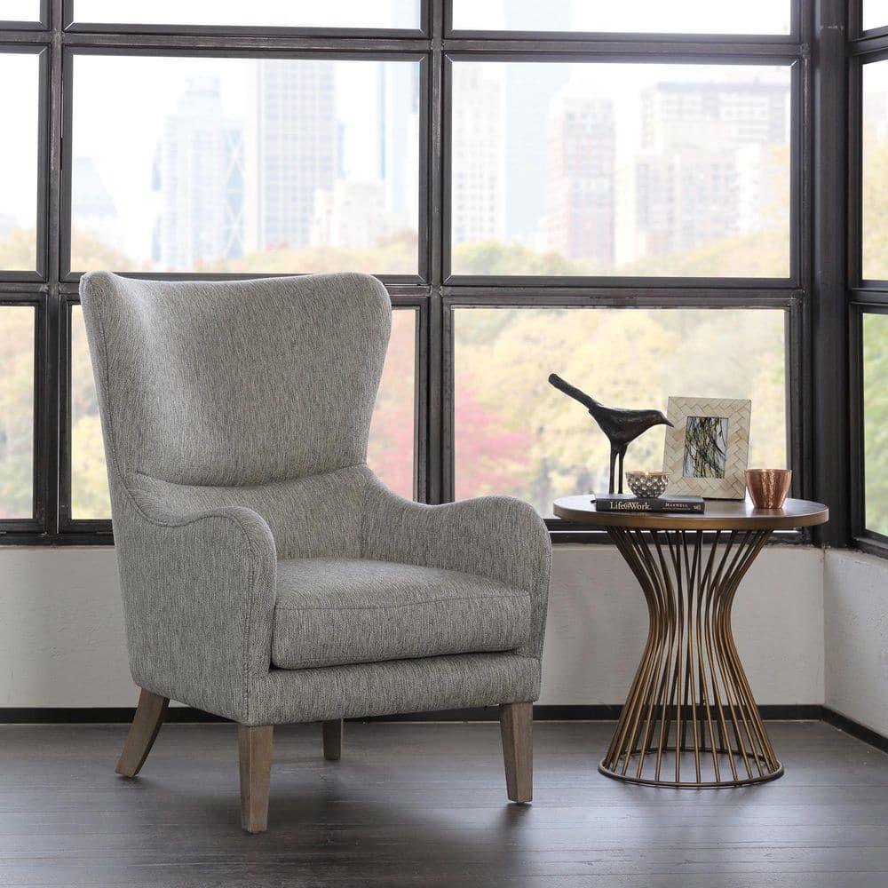 Aria Swoop Upholstered Wing Chair Gray - Madison Park: Comfortable Armchair, Polyester Fabric