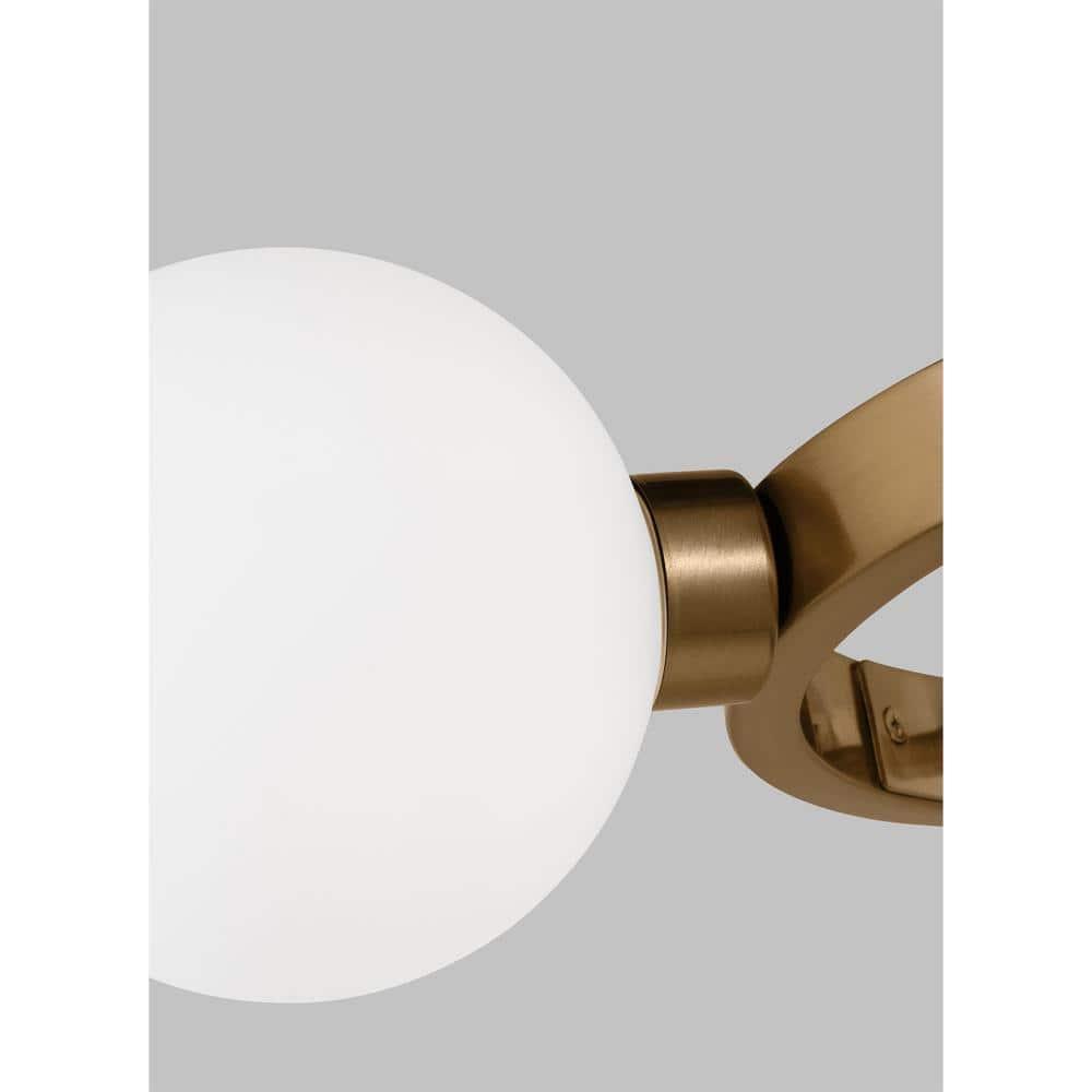 Satin Brass Minimalist 3-Light Chandelier with Milk Glass Shades