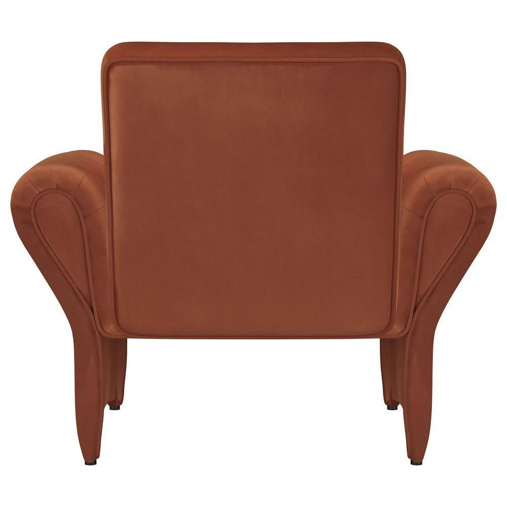 Coaster Liana Fabric Upholstered Roll Arm Accent Armchair in Rust Orange