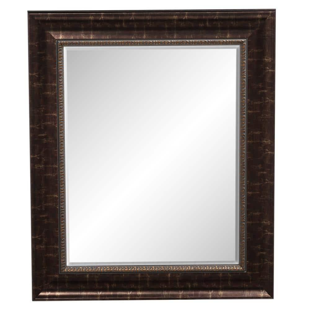 Head West Bronze Distressed Embossed Rectangular Framed Beveled Accent Wall Vanity Mirror - 30.5 x 36.5