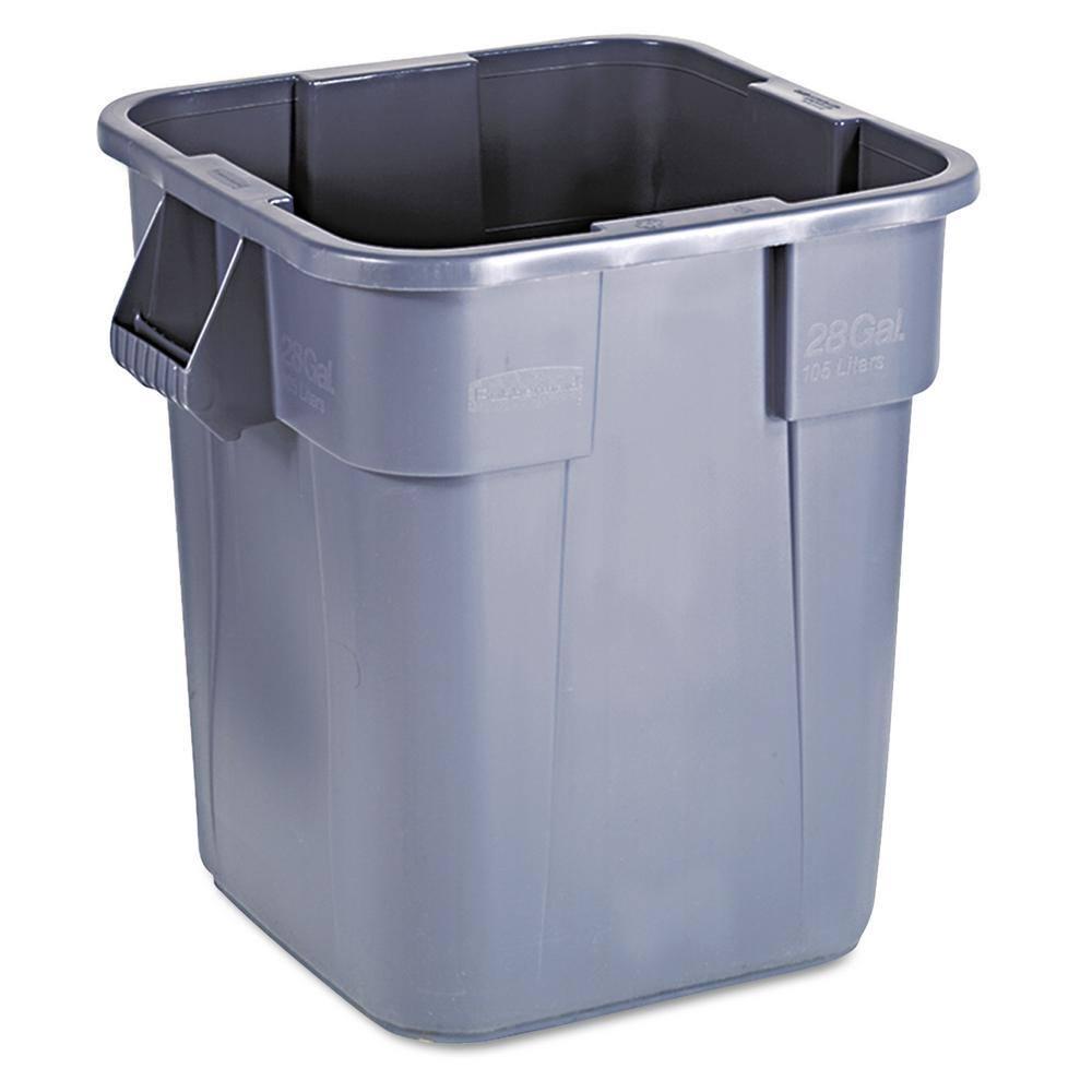 BRUTE Square Bin Storage Container without Lid, 28-Gallon, Gray (FG352600GRAY)