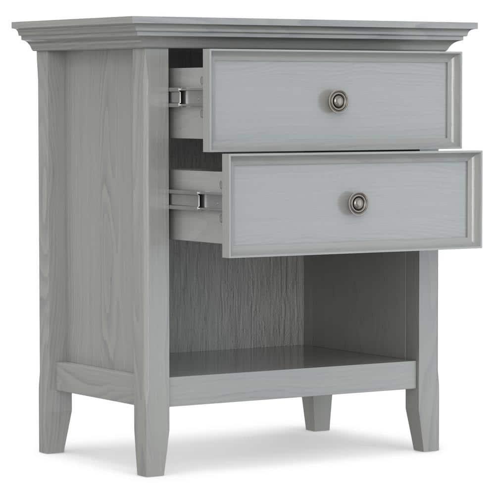Simpli Home Amherst Solid Wood Bedside Table In Fog Grey