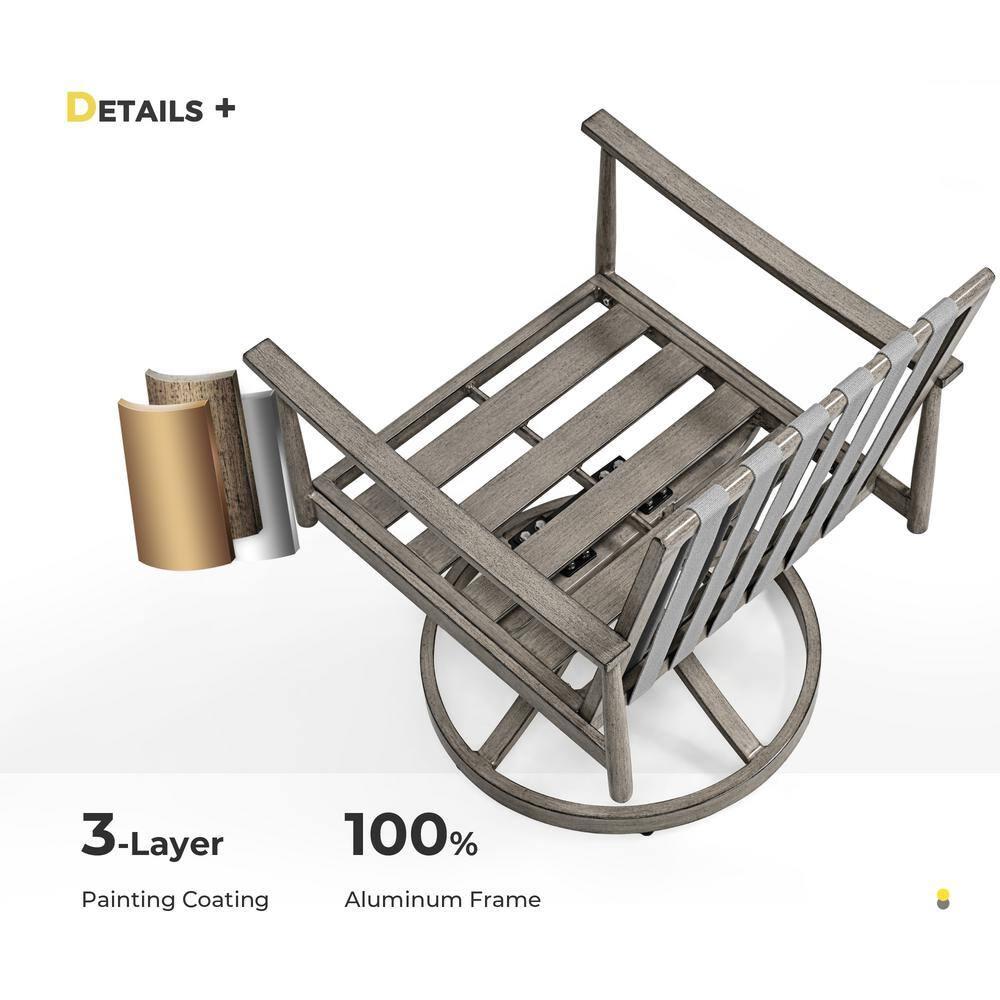 Gray Aluminum 7-Piece Outdoor Dining Set with Cushions